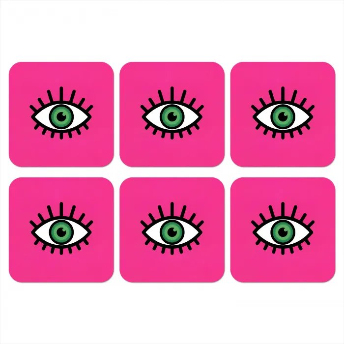 Minimalistisch - Oog - Roze onderzetter kurk middel -3d