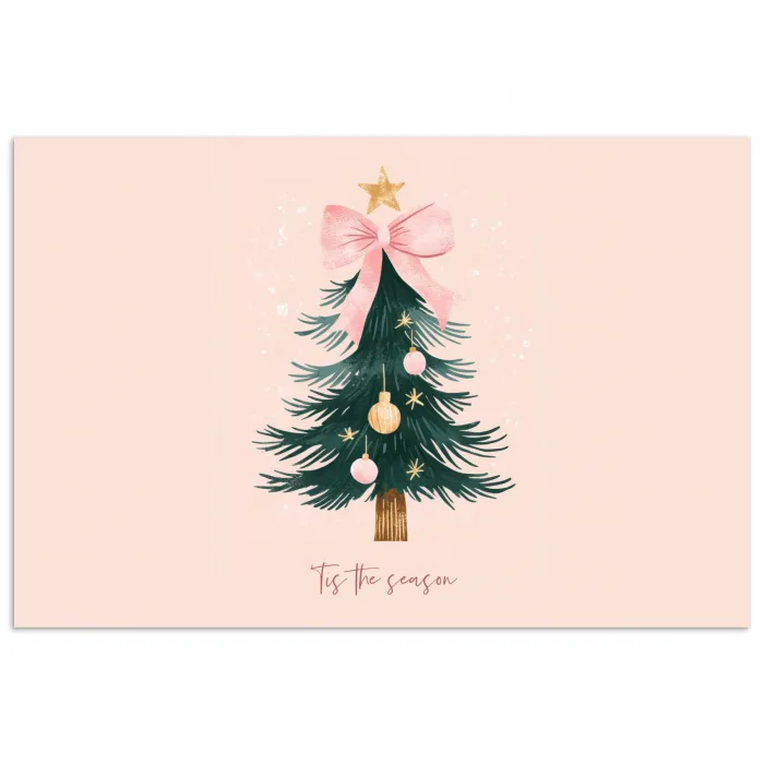 Christmas Season - Kerst - Kerstboom - Roze poster papier klein -3d