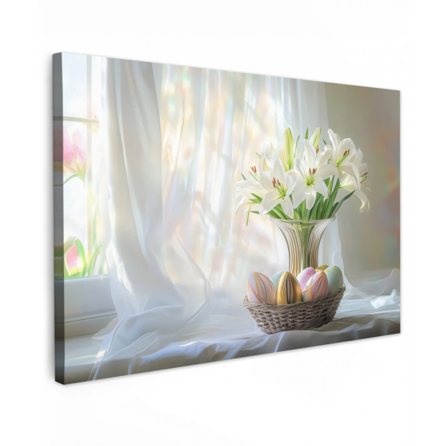 Vaas - Eieren - Bloemen Tuinposter op houten frame 2 cm dik klein -3d