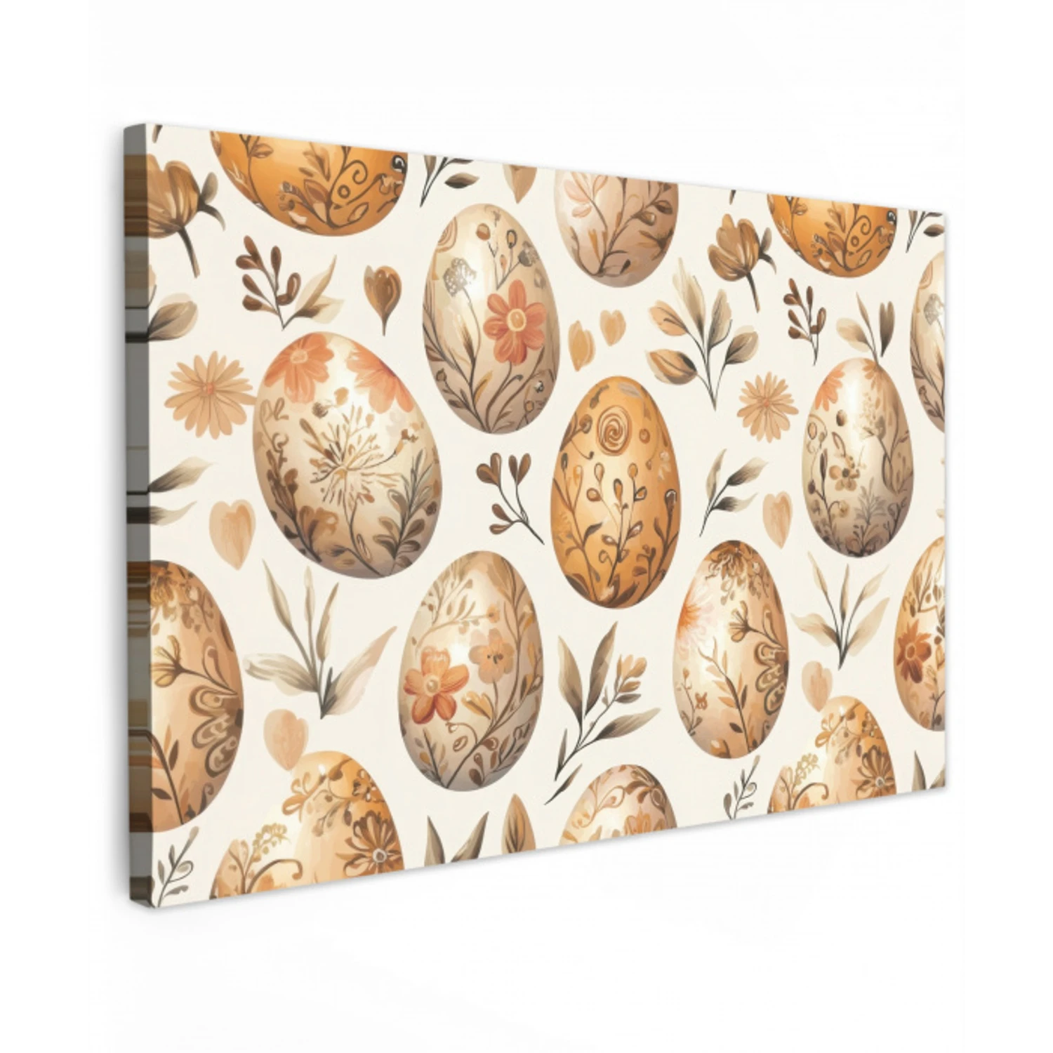 Paaseieren - Bruin - Bloemen Tuinposter op houten frame 2 cm dik klein -3d