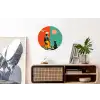Retro - Jongen - Hond - Rood - Groen Wandcirkel aluminium klein -kantoor