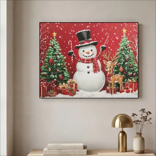 Feestvreugde - Winterbos - Kleurrijk Textielframe zwart klein -sfeer2
