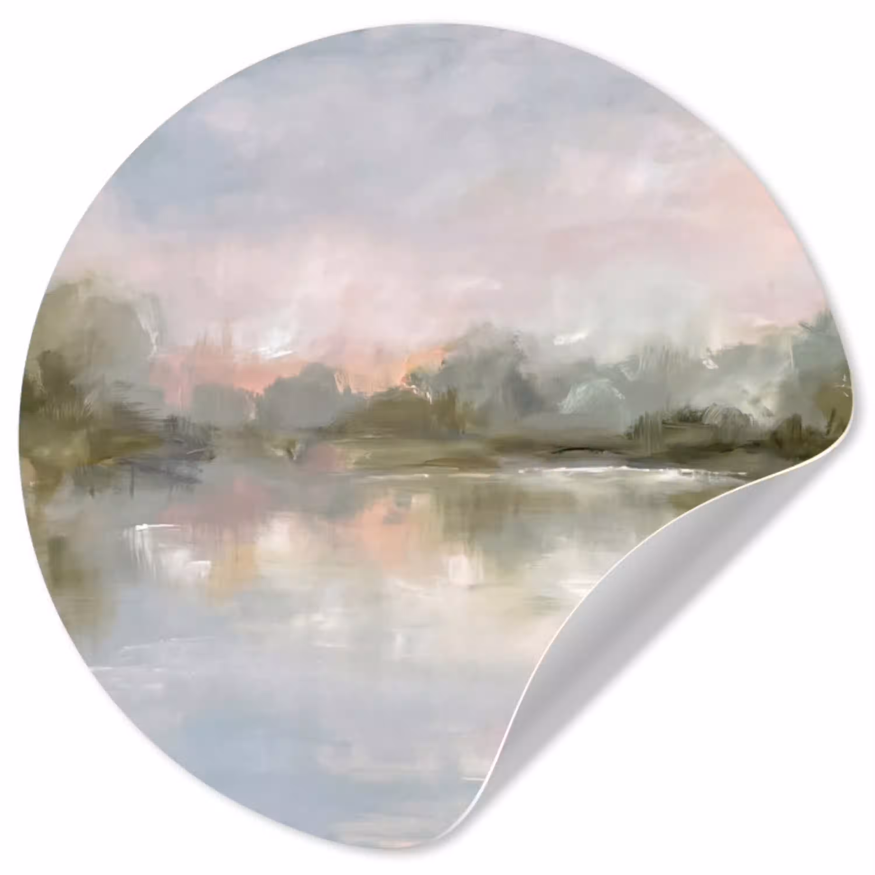 Natuur - Landschap - Abstract - Water - Groen Wandcirkel behangsticker klein -3d