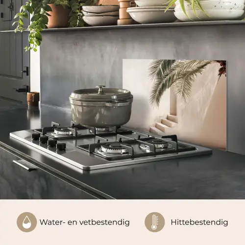 Palmboom - Schaduw - Trap - Beige keuken achterwand spatscherm klein -usp_NL
