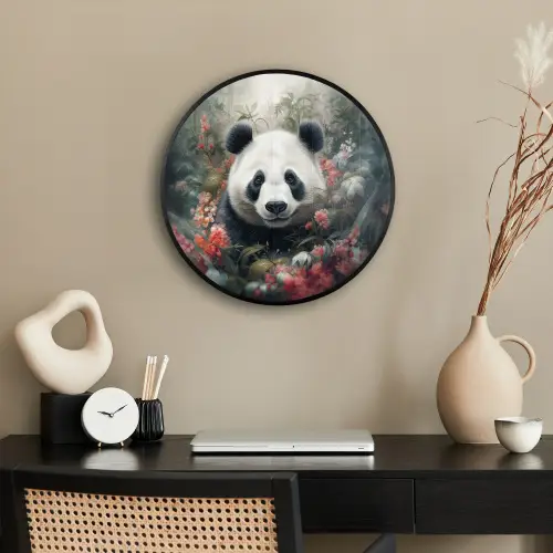 Panda - Wilde dieren - Bloemen - Natuur Fotolijst rond zonder passe partout klein -sfeer1