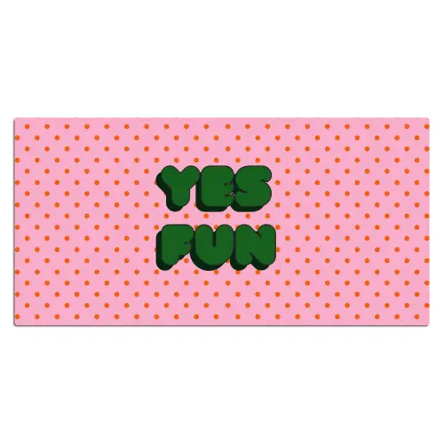 Yes fun - Groen - Roze - Stippen Muismat XXL klein -3d_leeg