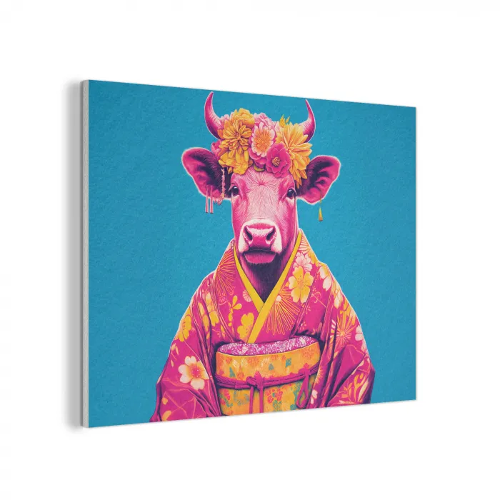 Koe - Bloemenkrans - Oorhangers - Kimono PET vilt klein -3d