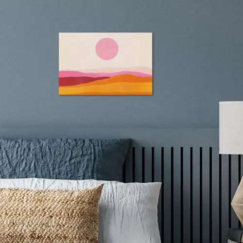 Heuvels - Oranje - Zon - Abstract poster papier klein -sfeer2