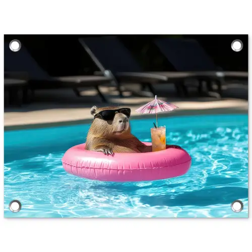 Zwemband - Capibara - Zonnebril - Water tuinposter los doek klein -3d
