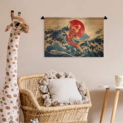 Koi - Zee - Golven - Zon Wandkleed katoen klein -wsfeer5_kind