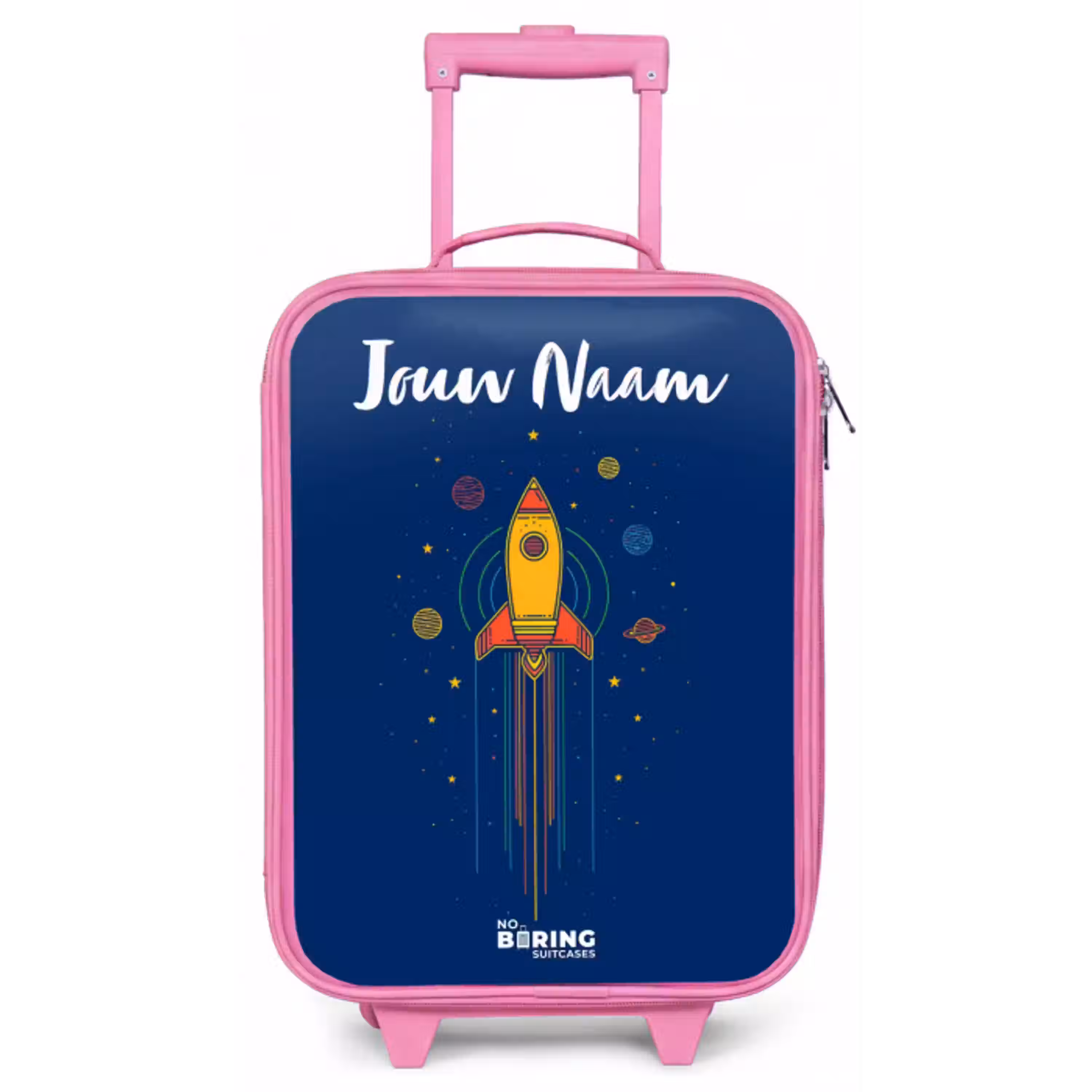 Raket - Planeten - Sterren Kinderkoffer - Roze klein -zz3dotto