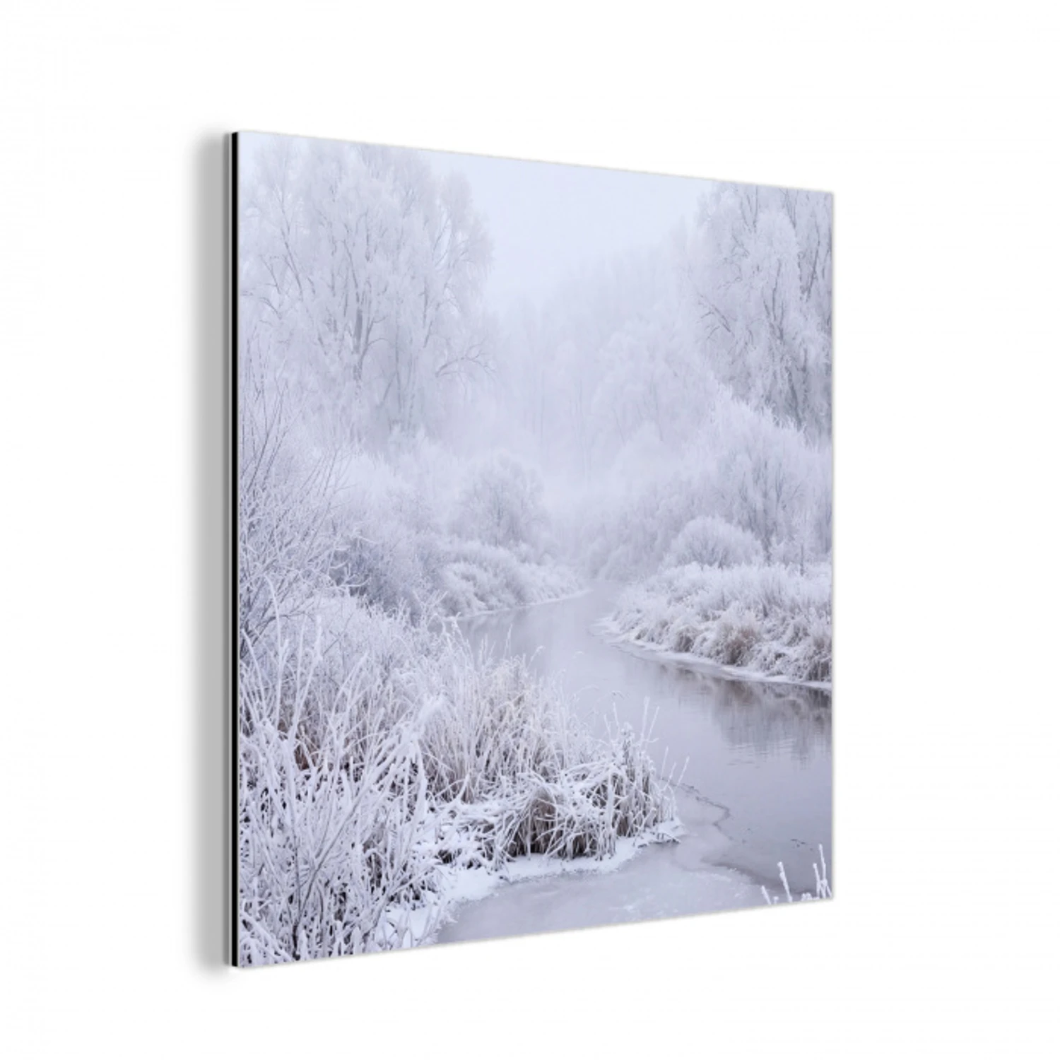 Rivier - Sneeuw - Bos - Winter - Schilderachtig aluminium wit klein -3d