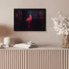 Flamingo - Roze - Neon - Licht fotolijst zwart zonder passe partout klein -sfeer5