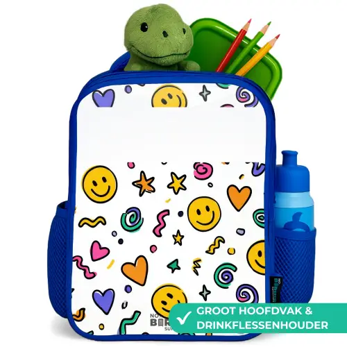 Smiley - Hartje - Ster Kinderrugzak - Blauw middel -inhoud_NL