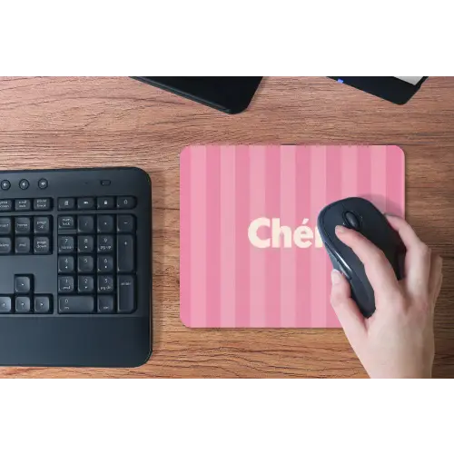 Gestreept - Roze - Chéri muismat rubber klein -toetsenbord