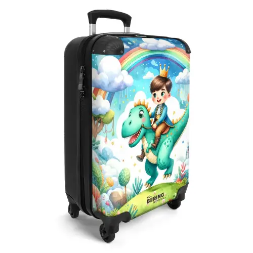 Prins met Kroon op een Groene Dino NBS - Handbagage koffer - Unisex middel -productfoto_3d
