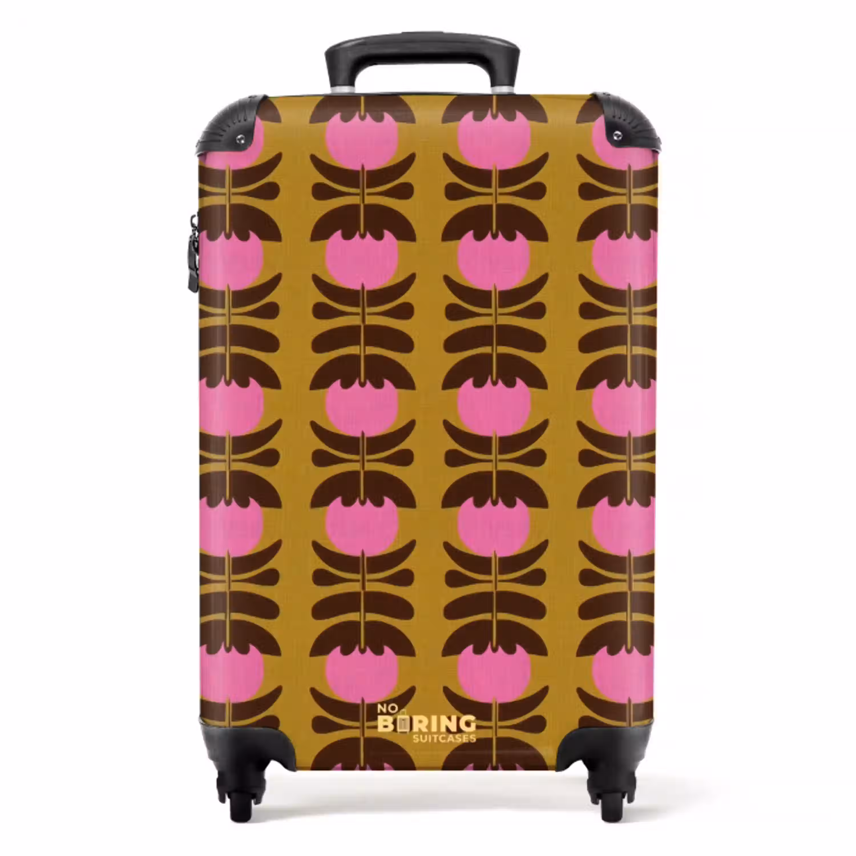 Abstract - Bloemen - Roze NBS - Handbagage koffer - Volwassenen Unisex middel -productfoto_recht