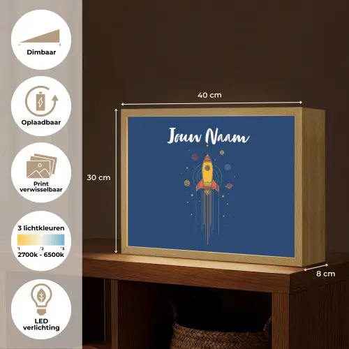 Raket - Blauw - Sterren Light Box met batterij (Wandlamp kind) middel -USP_websiteoverzichtNL