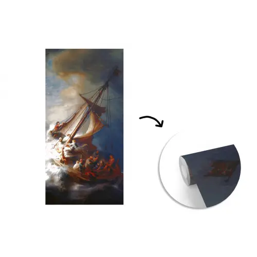 De storm op het meer van Galilea - Rembrandt van Rijn fotobehang vinyl groot -3d