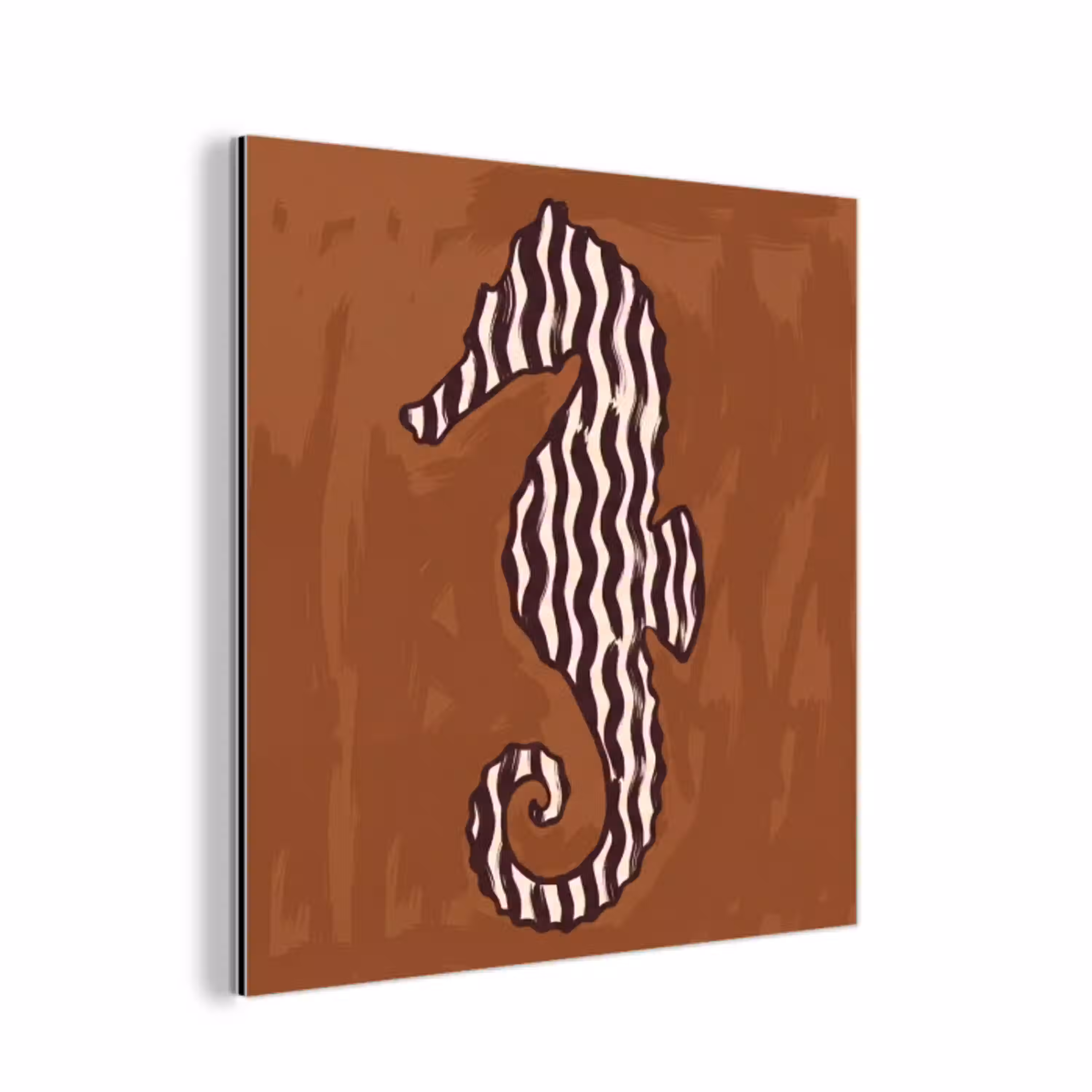 Dieren - Zeepaardje - Abstract - Bruin - Strepen aluminium wit klein -3d