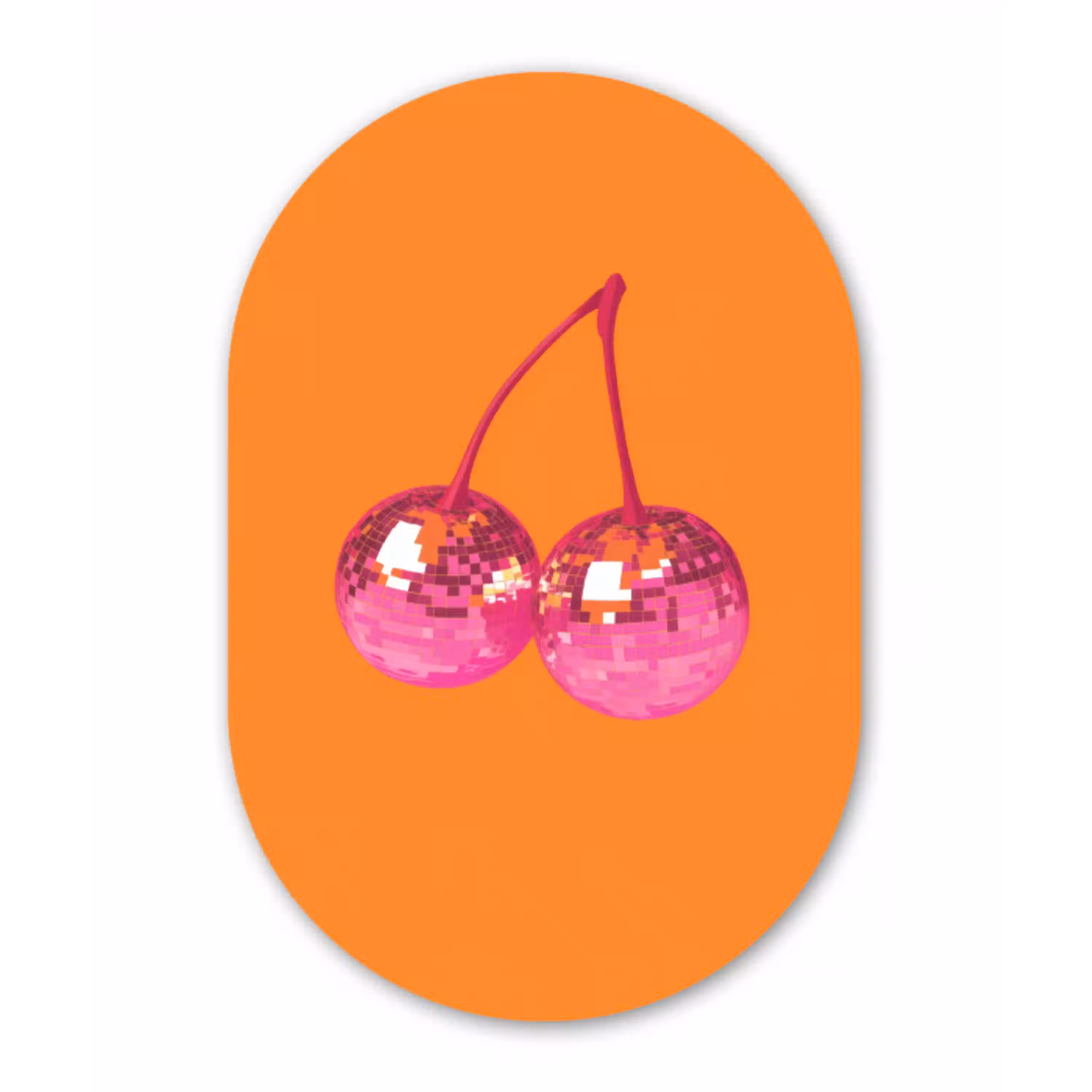Discoballen - Kers - Spiegels - Roze Wandcirkel Ovaal Glas middel -3d