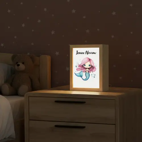 Zeemeermin - Roze Light Box met kabel (Kinderlampje) klein -sfeer1_kind
