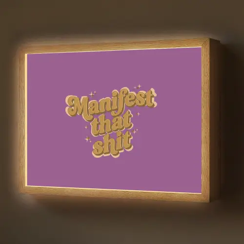 Manifest that shit - Paars - Glitter Light Box met batterij (Wandlamp) middel -z3d_website