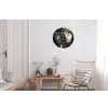 Vrouw - Bladgoud - Zwart - Goud - Luxe Wandcirkel aluminium klein -woonkamer