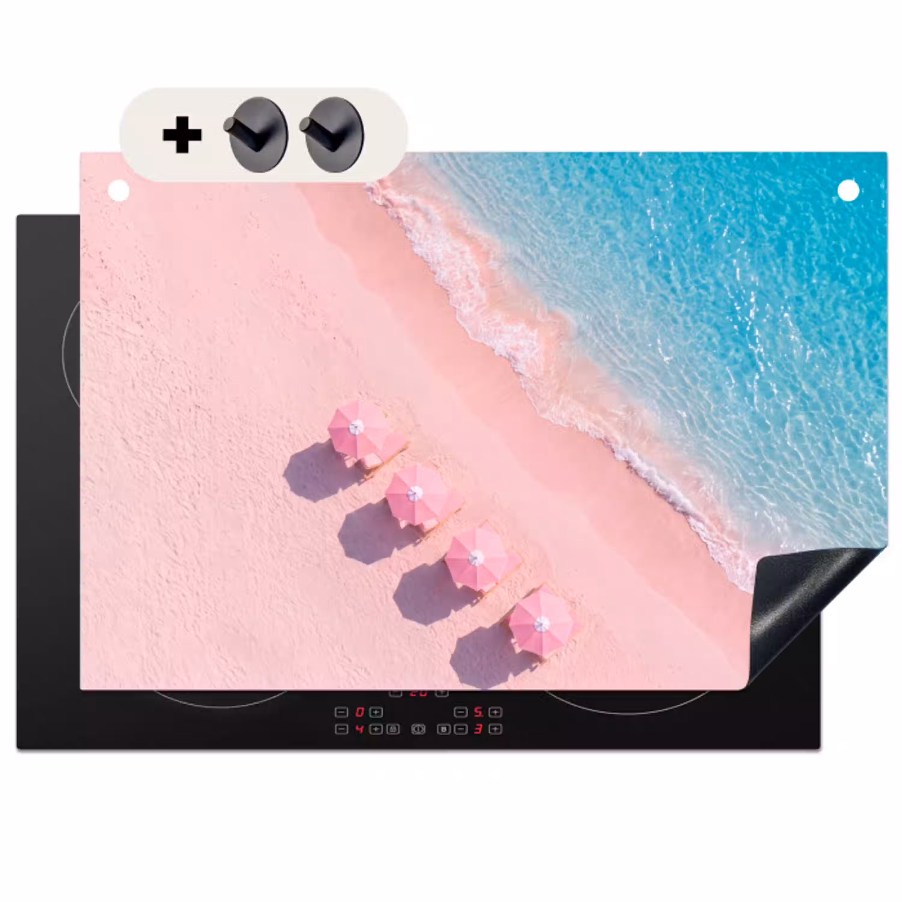 Strand - Roze zand - Zee - Zomer - Natuur Inductie beschemer met haakjes klein -3d