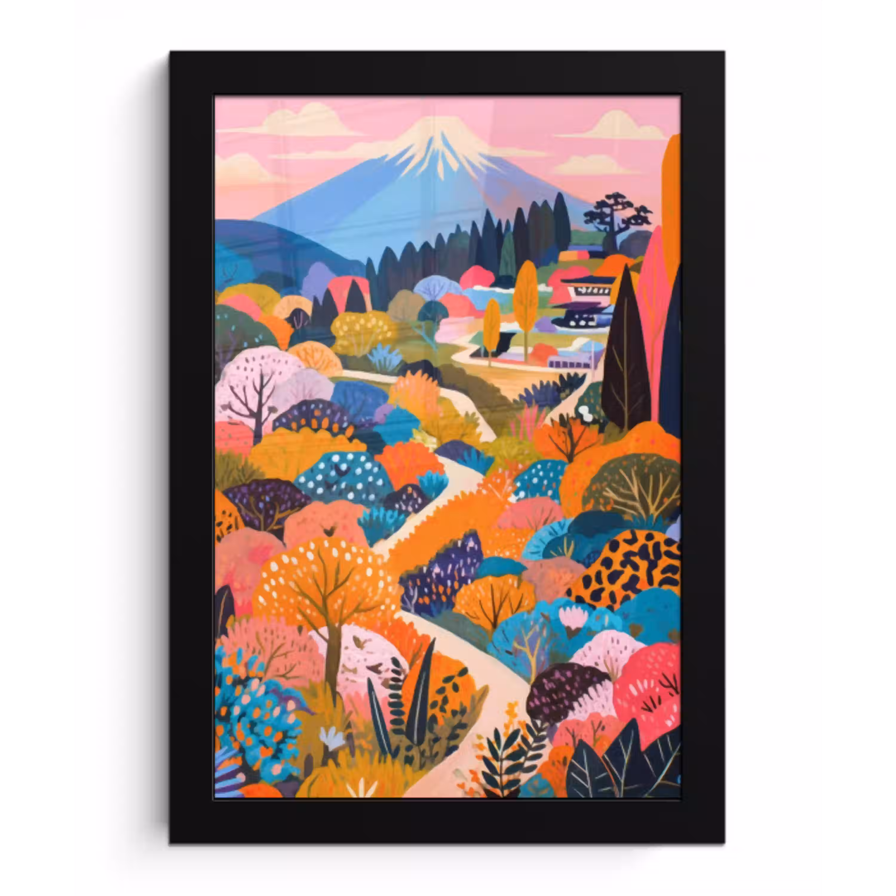 Witte bergtop - Modern - Kleurrijk fotolijst zwart zonder passe partout klein -3d