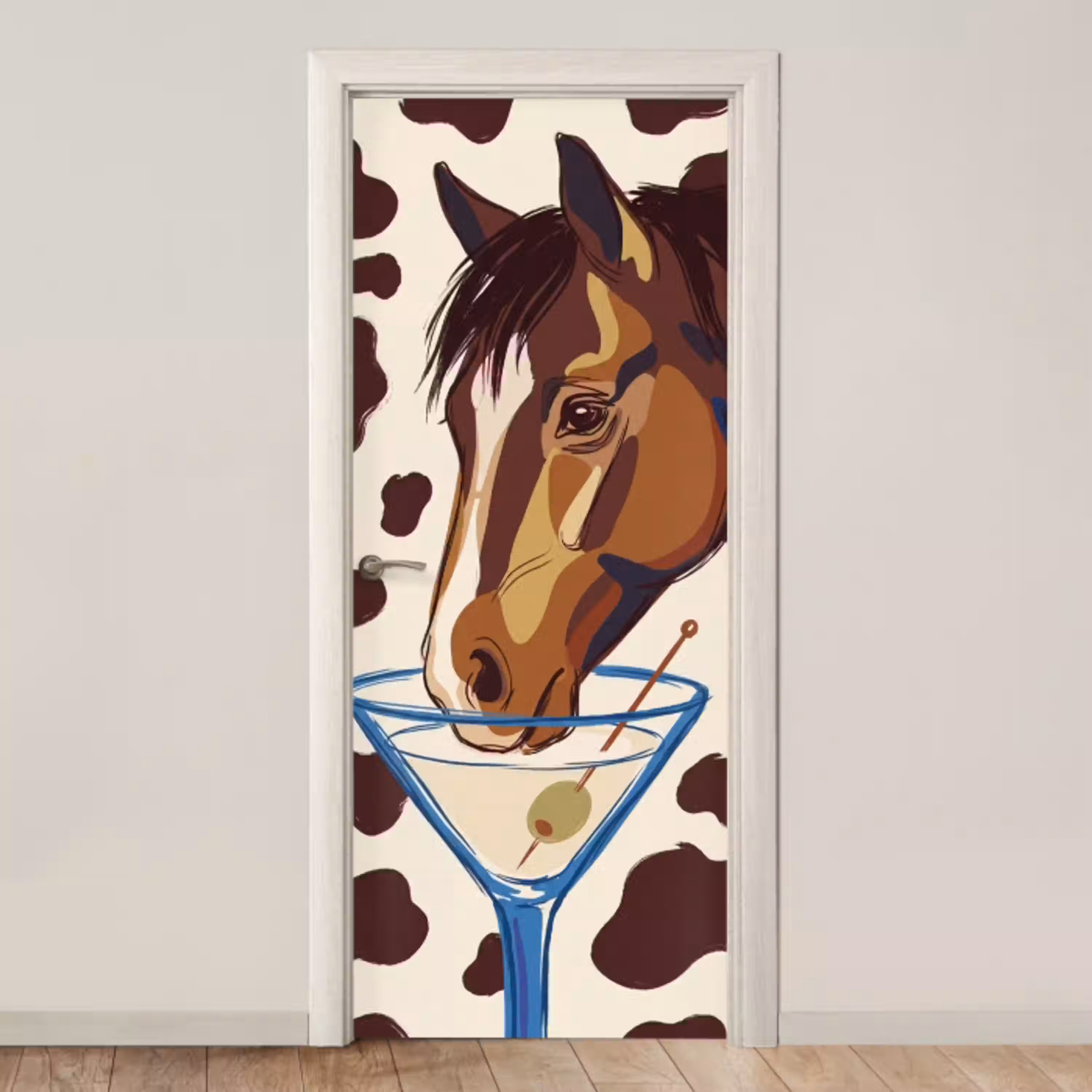 Paard - Martini - Dieren - Abstract - Bruin deurposter klein -3d_beige