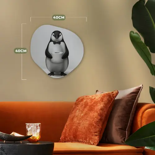 Pinguïn - WC rol - Wit Wandcirkel Organisch Forex 3mm klein -sfeer3