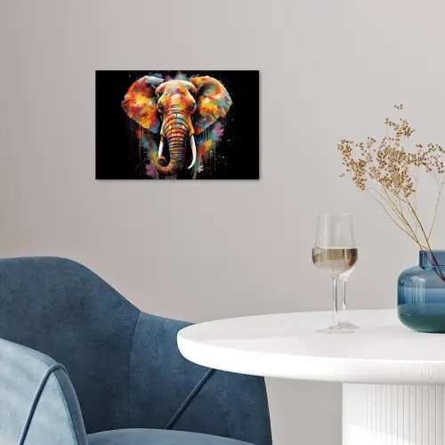 Olifant - Graffiti - Zwart - Dieren - Kleuren poster papier klein -sfeer3