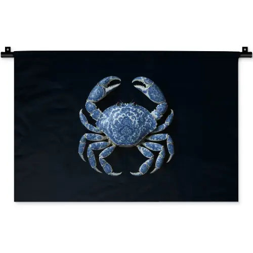 Krab - Delfts blauw - Dieren Wandkleed katoen klein -zz3d
