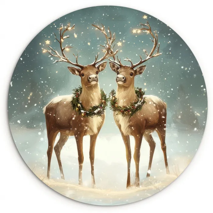 Kerstmagie - Winterwoud - Rendier Wandcirkel kunststof plaat 5mm dik klein -3d