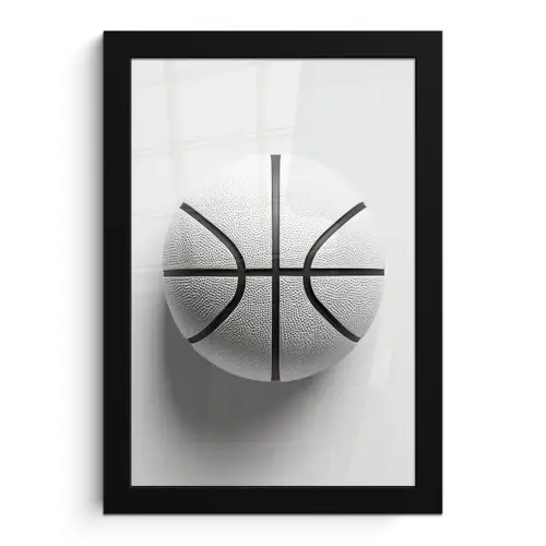 Basketbal - Wit - Schaduw - Lijnen fotolijst zwart zonder passe partout klein -3d