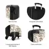 Donkerbruine abstracte vormen op beige NBS - Handbagage koffer - Volwassenen Unisex middel zzzzzzzbolletjes_FR