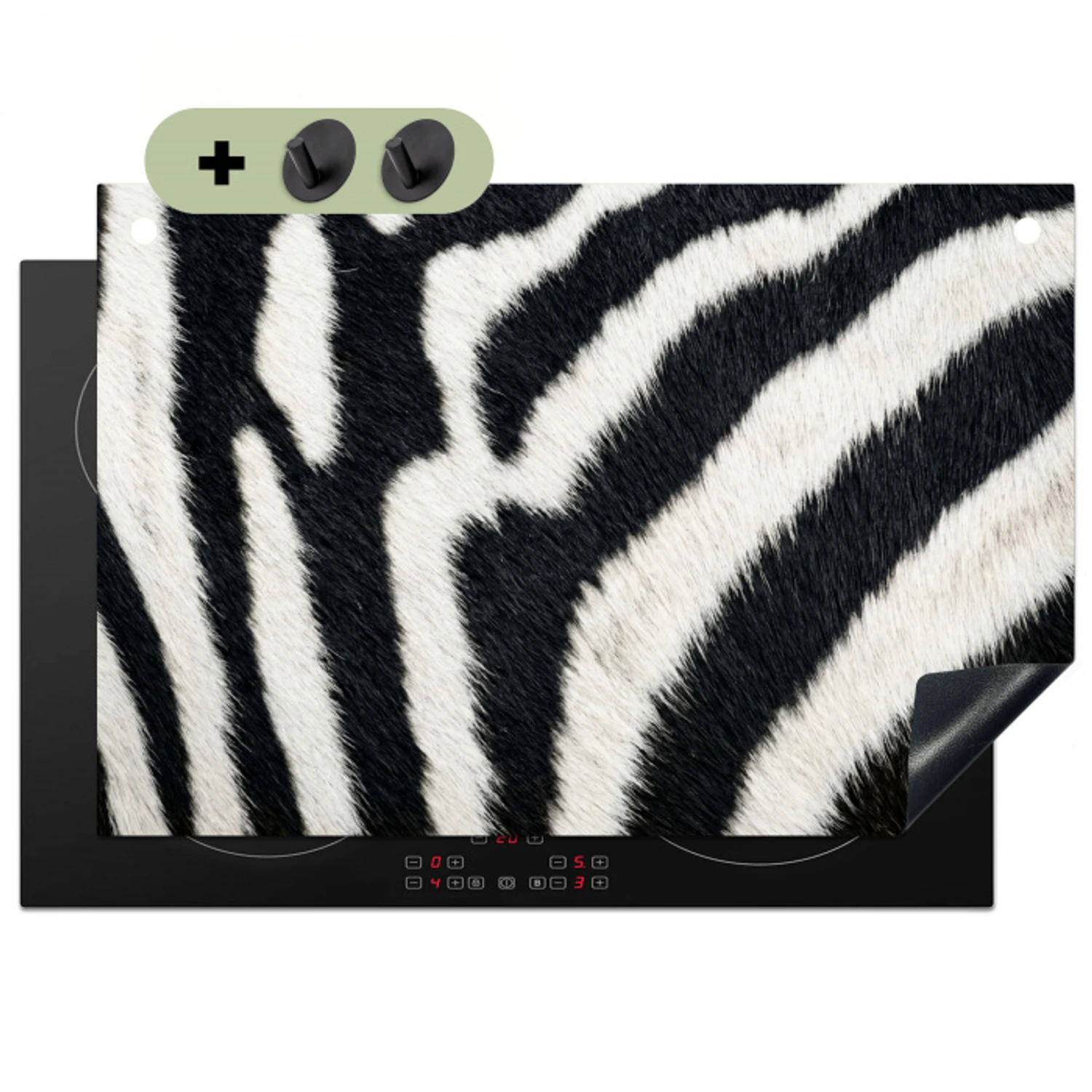 Zebra - Vacht - Klassiek - Zwart - Wit Inductie beschemer met haakjes klein -3d