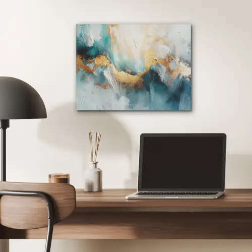 Abstract - Kunst - Gold - Blauw PET vilt klein -sfeer5