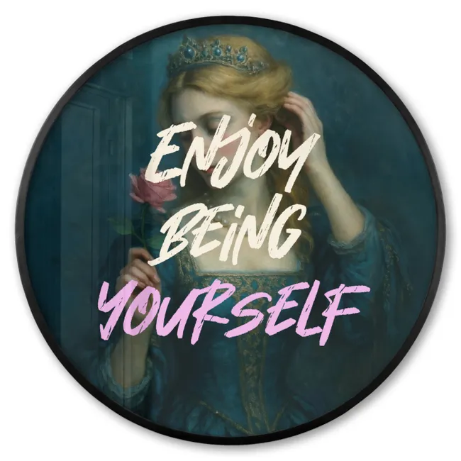 Photo Frame Round - Woman - Rose - Quote