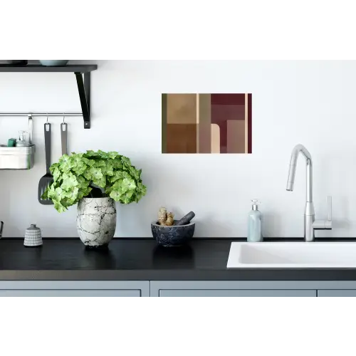 Vlakken - Abstract - Bordeaux - Lijnen Muursticker klein -keuken