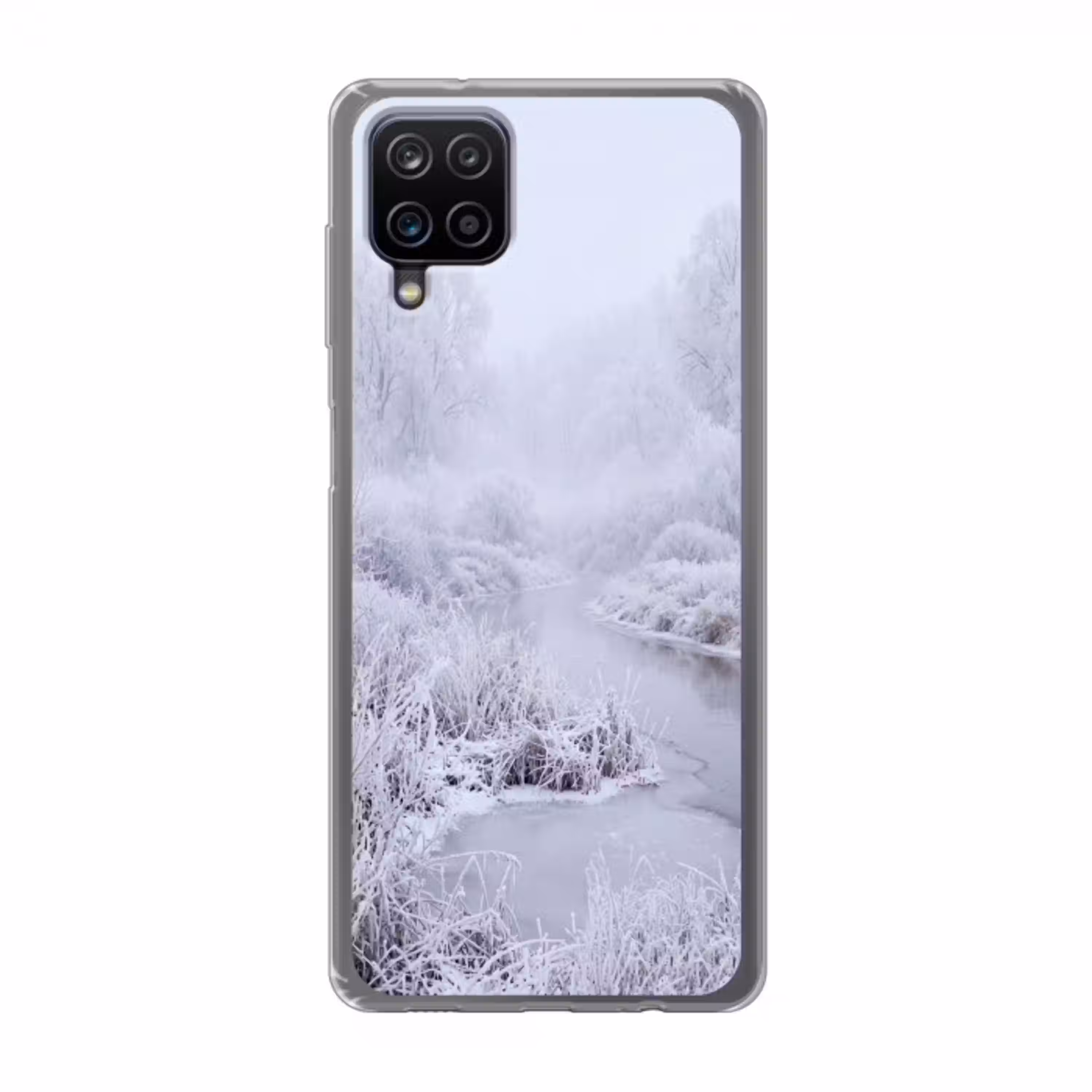 Rivier - Sneeuw - Bos - Winter - Schilderachtig Telefoonhoesje Samsung Galaxy A12 klein -3d