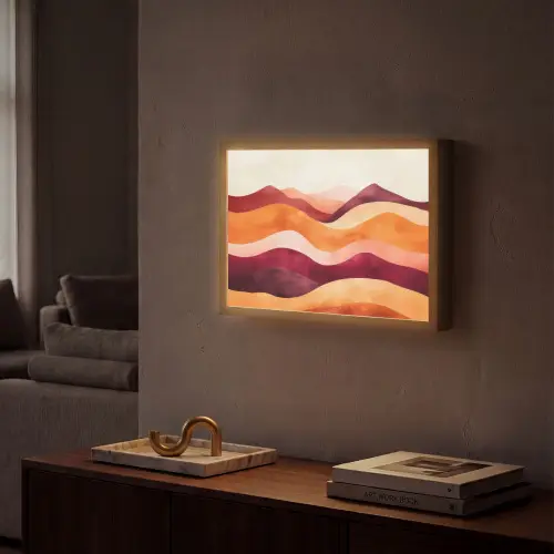 Abstract - Landschap - Golven Light Box met batterij (Wandlamp) middel -sfeer1