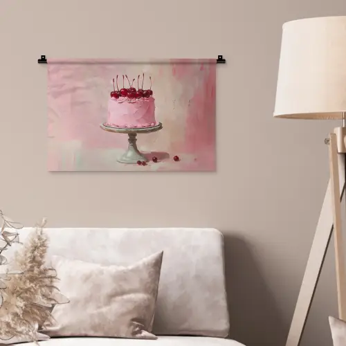 Taart - Pink - Cherry Wandkleed katoen klein -sfeer4
