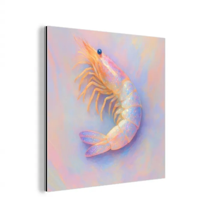 Garnaal - Subtiele structuur - Blauw - Roze aluminium wit klein -3d