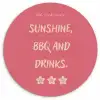 BBQ - Quote - Roze - Zomer Wandcirkel plexiglas klein -3d