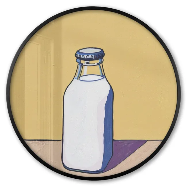 Ronde fotolijst - Glazen - Fles - Illustratie - Melk