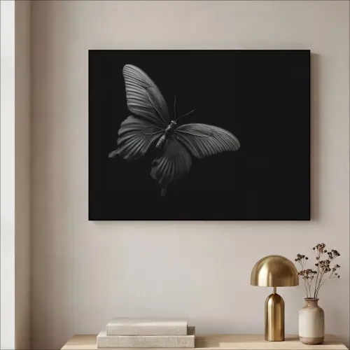 Vlinder - Zwart - Insect - Dieren Textielframe zwart klein -sfeer2