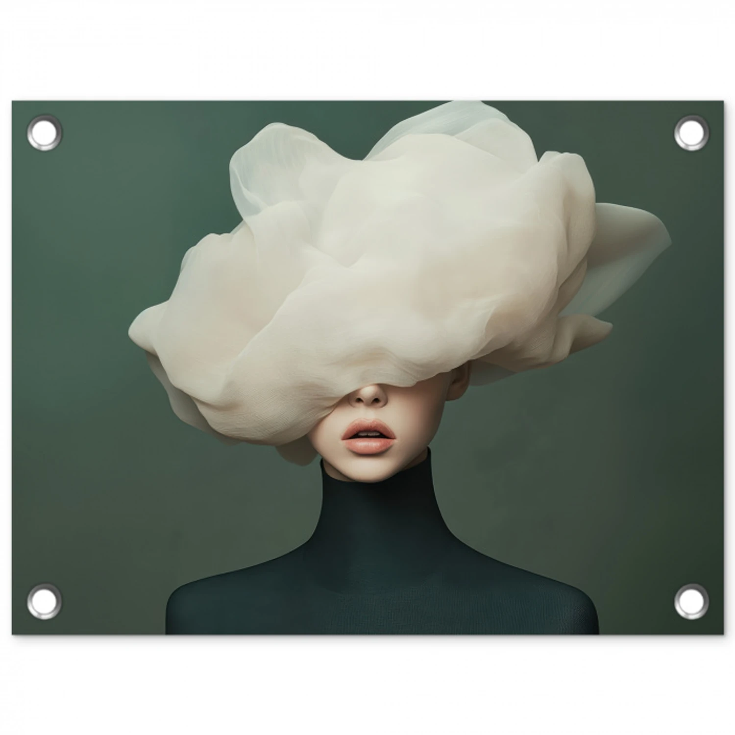 Hoed - Vrouw - Beige tuinposter los doek klein -3d