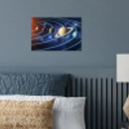 Ruimte - Zonnestelsel - Blauw poster papier klein -sfeer2